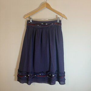 Intuitions Purple Skirt Womens Sz 2 Linen Silk Blend A-Line Maxi Boho Gypsy